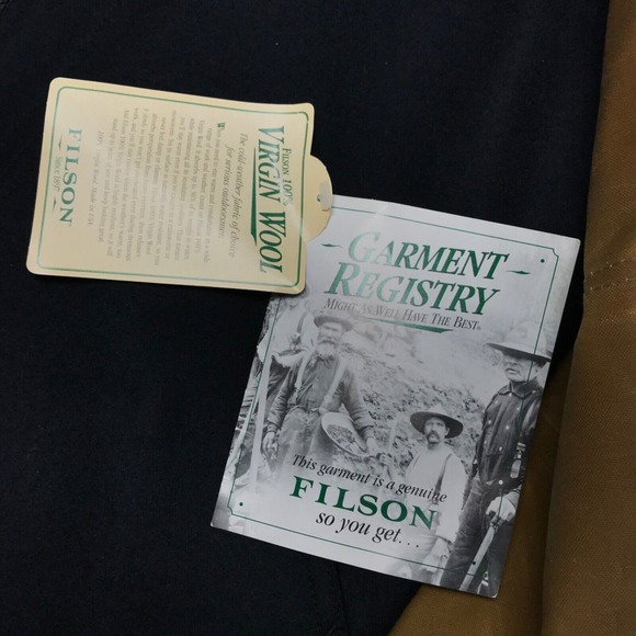 CC Filson Tin Cloth Packer Coat Jacket Mens L Brown Oil Finish Wool Liner USA - Picture 13 of 16